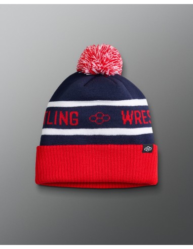 Wrestling Fold Over Beanie - Red/Navy/White