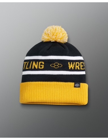 Wrestling Fold Over Beanie - Black/Yellow/White