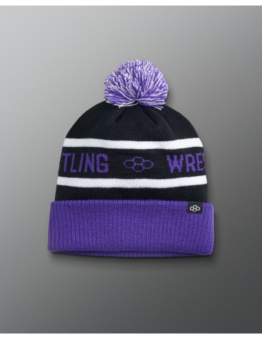 Wrestling Fold Over Beanie - Black/Purple/White