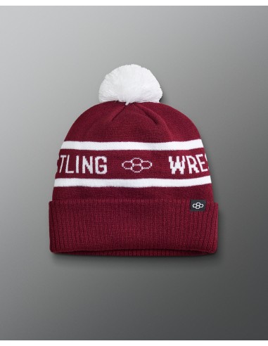 Wrestling Fold Over Beanie - Maroon/White